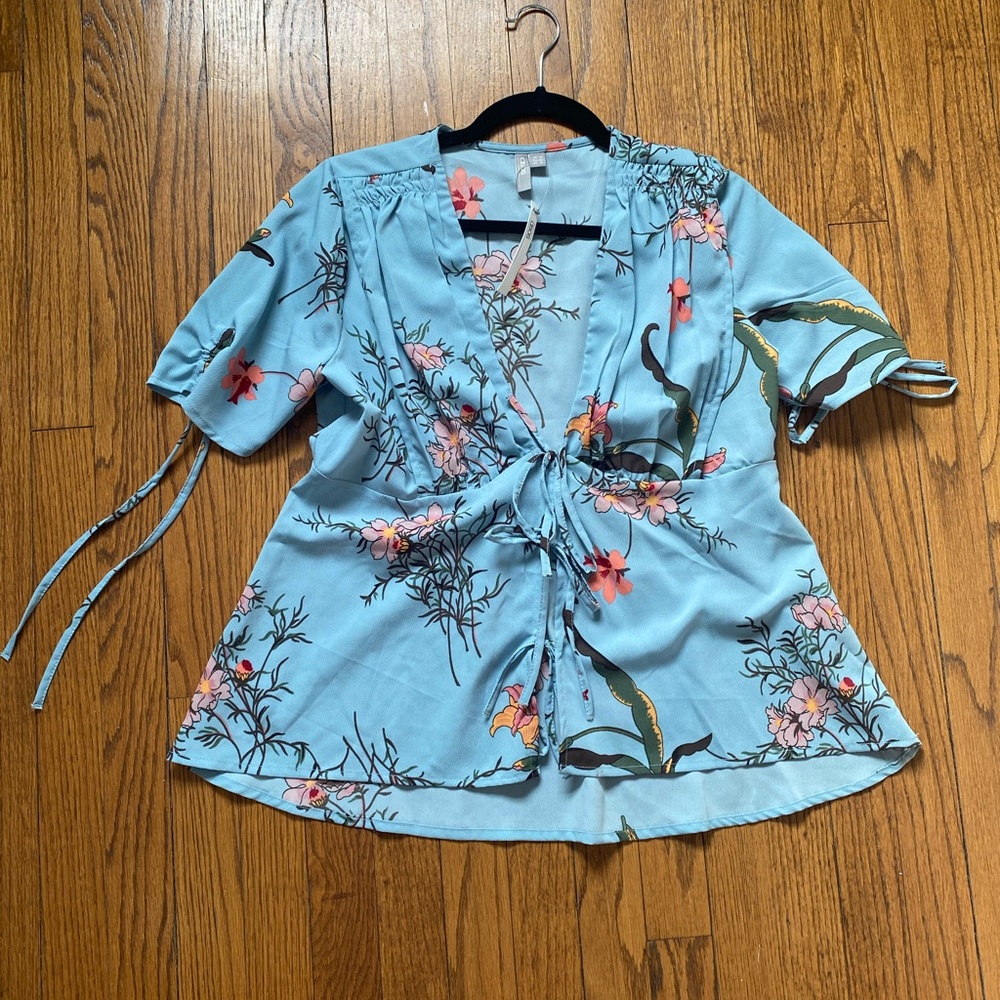 ASOS tie front floral top